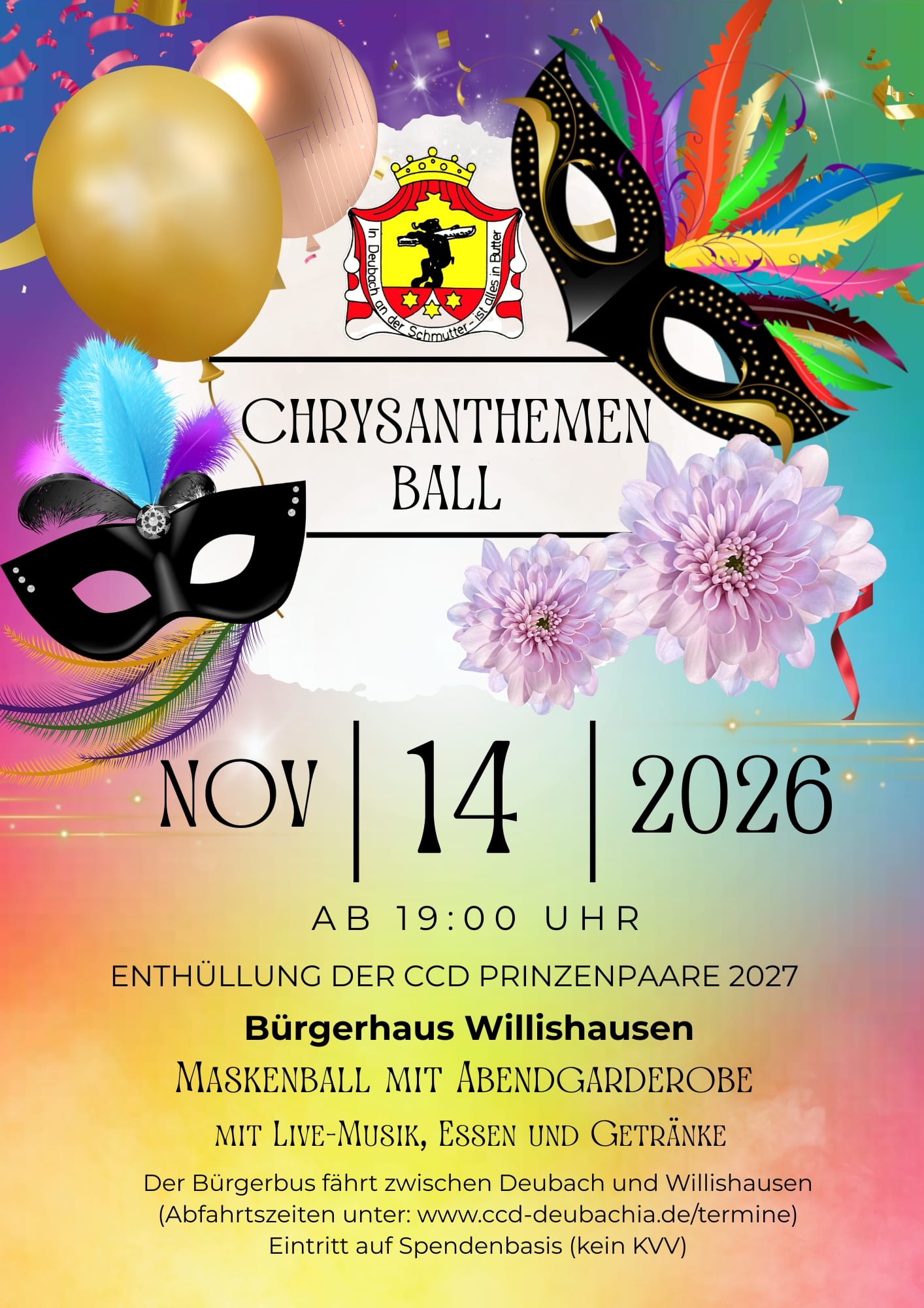 Plakat Chrysanthemenball am 14.11.2026 im Bürgerhaus Willishausen